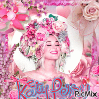 katy perry and flowers - Gratis animerad GIF
