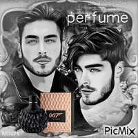Deux hommes, du parfum - Tons noir et blanc plus une couleur - GIF animé gratuit
