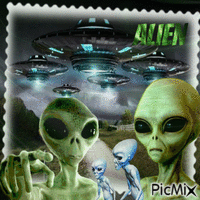 Aliens auf der Erde - Animovaný GIF zadarmo