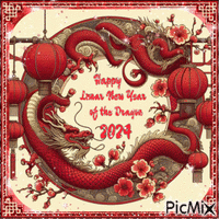 Happy Lunar New Year of the Dragon 2024 - Free animated GIF