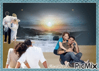 min@  couple on the beach   2020.10.05 animerad GIF