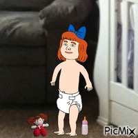 Baby with doll and bottle GIF animasi
