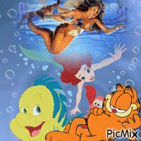 Garfield et une sirène - Free animated GIF