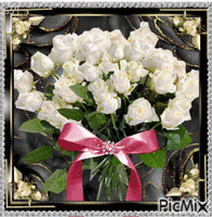 Bunch of white roses animuotas GIF
