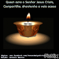 Quem ama o Senhor Jesus, compartilha e mantenha a vela acesa. - GIF animé gratuit