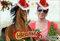 Merry Christmas- horse - GIF animate gratis