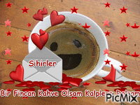 Bir Fincan Kahve Olsam Kalplere Dolsam - Gratis animerad GIF