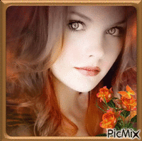 Photo Woman in orange animirani GIF