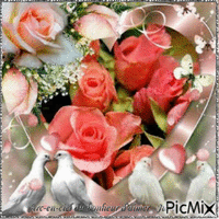 coeur et roses - GIF animado grátis