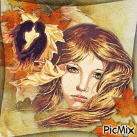 Visage de femme en automne. - GIF animado gratis
