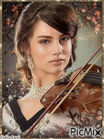 femme au violon animovaný GIF