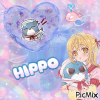 Hippo Mermaid Melody animovaný GIF