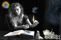 Lectura a la luz de la vela. animovaný GIF