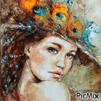Portrait de Femme en peinture - darmowe png