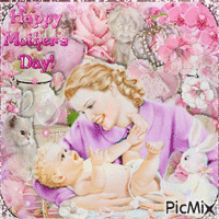 Muttertag - Rosa- und Weißtöne - Безплатен анимиран GIF