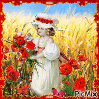 Coquelicots et fillette - Darmowy animowany GIF