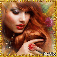 Portrait of a woman with red hair - Bezmaksas animēts GIF