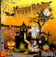 Halloween- 31 Octobre/Vendredi -- Traditions & Citrouilles,bonbons, sorcières ... & - Безплатен анимиран GIF