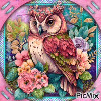 Summer Owl in Bloom-RM-06-30-23 - GIF animado grátis