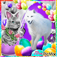 Joyeuses Pâques   les loups анимиран GIF