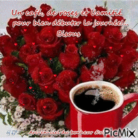 Café et roses... - Free animated GIF