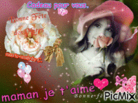 Une rose, fleurs - Bonne Fête des mamans. animowany gif