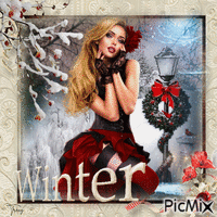 Winter lady in red