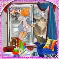 Concours. Hiver chat petite fille
