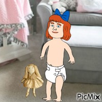 Baby and vintage doll animowany gif