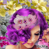Femme aux orchidées - Gratis animerad GIF