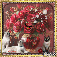 Bouquet de roses rouge cadeau pour vous tous - GIF animado grátis