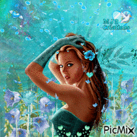 ..Belle en turquoise  M J B Créations - Бесплатный анимированный гифка
