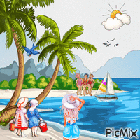 Vacaciones en la playa. animovaný GIF
