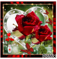 2 roses in a heart animovaný GIF