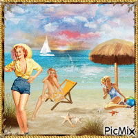 Vintage Beach Beauties - GIF animado grátis