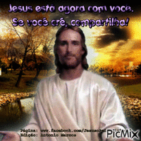 Jesus está agora com você. Se você crê, compartilha! animēts GIF