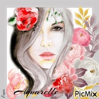 Portrait de femme - Aquarelle - png gratis
