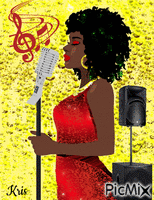 La chanteuse (dessin) - Безплатен анимиран GIF