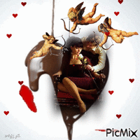cupid and love better than chocolate - GIF animate gratis