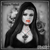 Vampire Portrait - Black And Grey