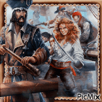 Piraten Paar auf dem Schiff