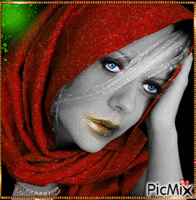 Concours "Portrait de femme dans un foulard rouge" - GIF animé gratuit