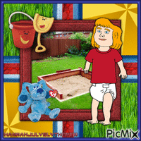 ((Baby has fun in the Sand Pit with Blue & Friends)) GIF animé