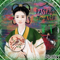Asian woman fantasy art - GIF animé gratuit
