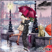 amantes bajo la lluvia ☔ animovaný GIF