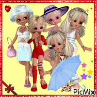 poupées en promenade - GIF animé gratuit