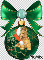 boule de Noel avec chien geanimeerde GIF