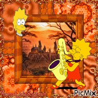 {#}Lisa Simpson playing outside African Hogwarts{#} - 無料のアニメーション GIF