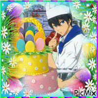 anime guy bakes easter cake