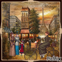 Old Paris.../vintage picture Animated GIF